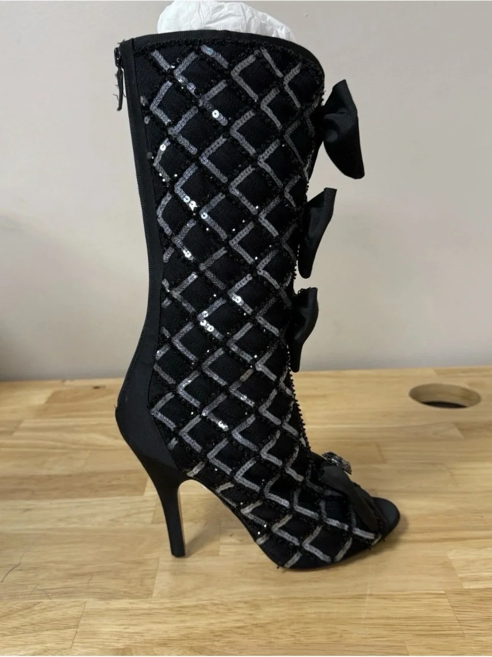 RARE CHANEL SAMPLE High Heels Side Zip Black Sz 38